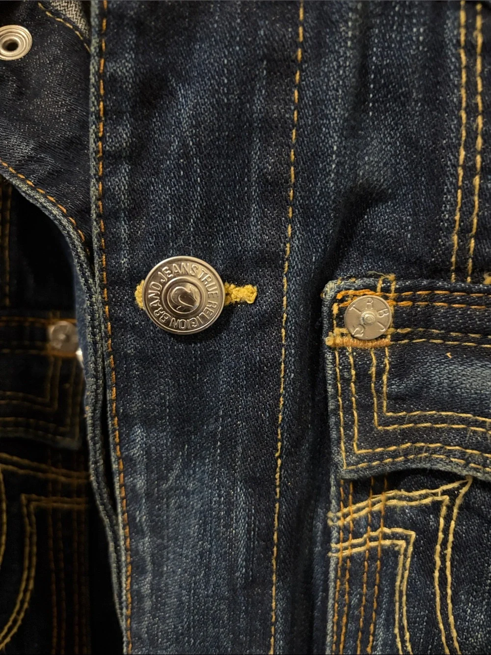 True Religion Indigo Washed Denim Jacket with Contrast Stitching